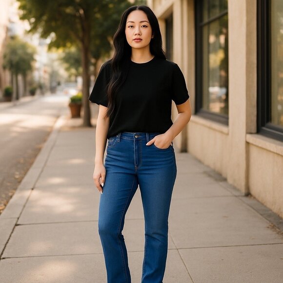 Levis Classic Straight Jeans Womens 24W Mid Rise Med Wash Hypersoft Stretch - Picture 2 of 16